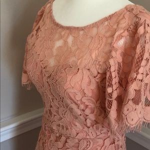 Lace overlay peach dress